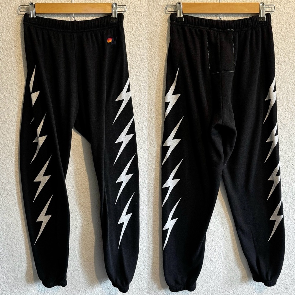 Aviator Nation Lightning Bolt High Rise Sweatpants Black Women’s S
